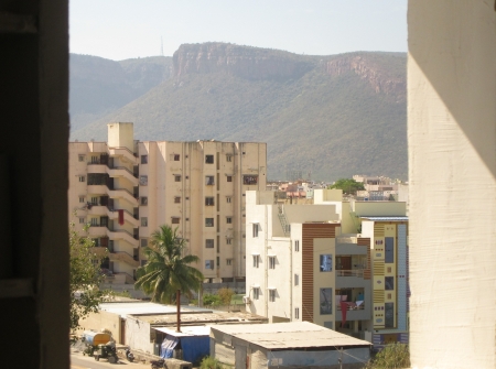 5) Alipiri Gopuram Namala View from 3 BHK Flat Bedroom .JPG